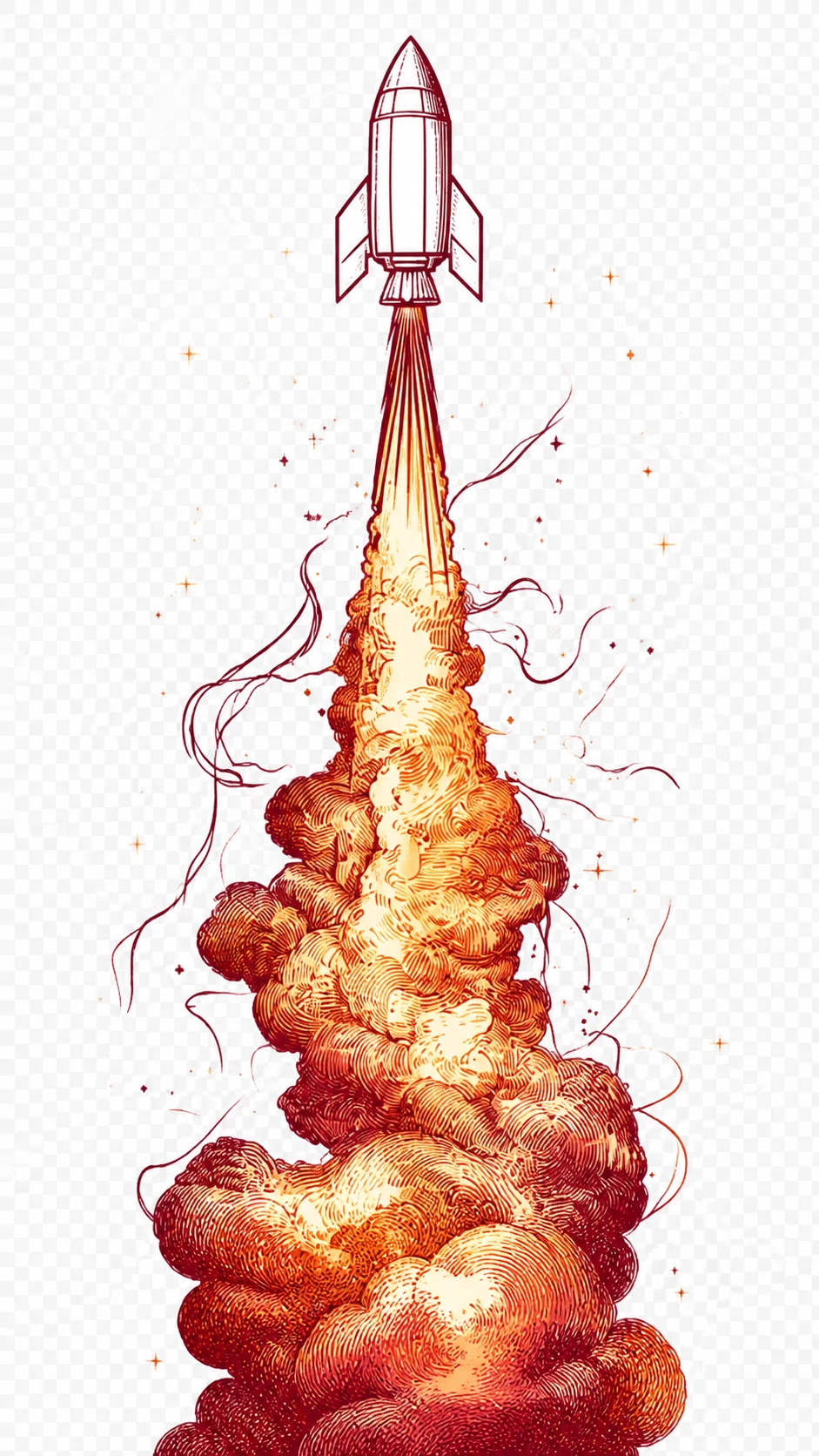 Rocket rising through the creative launch process