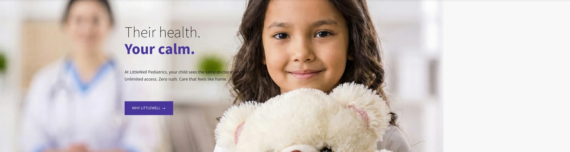 LittleWell campaign featuring a child holding a teddy bear